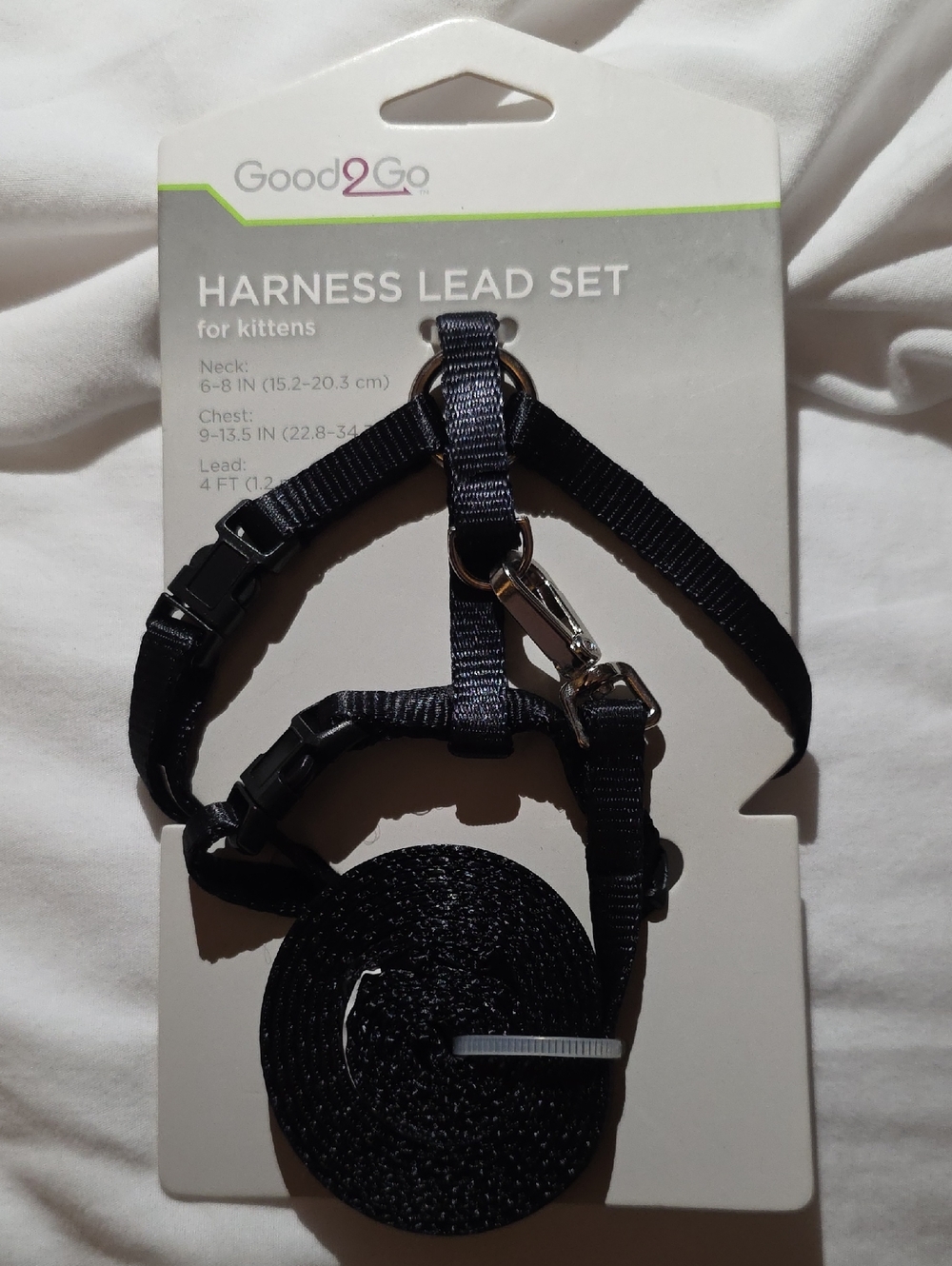 Good2Go Black Harness Lead Set for Kittens Neck 6-8 Inch Chest 9-13.5 Inch
